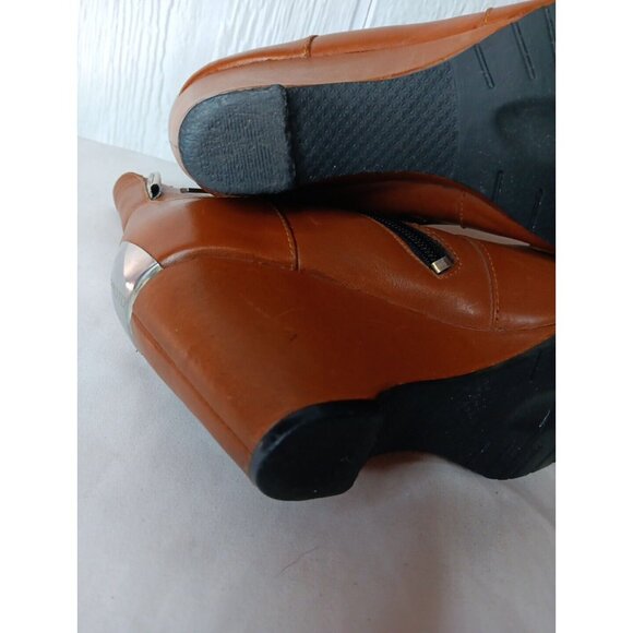 Hella Vintage 90s Motorcycle Riding Ankle Boots Women 7 Icon Moto Brown FLAW - Picture 12 of 15